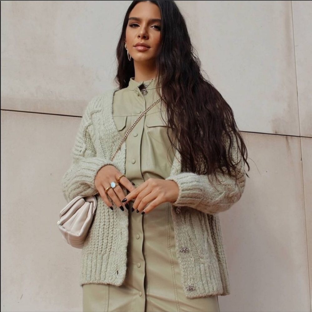ZARA PATCHWORK KNIT CARDIGAN SWEATER